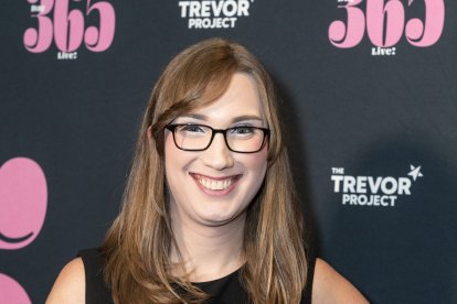 El senador trans de Delaware Sarah McBride durante un evento celebrado en marzo de 2023 en el Rockefeller Center