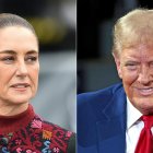 (COMBO) This combination of pictures created on November 27, 2024 shows
Mexico's President Claudia Sheinbaum (L) on November 20, 2024, and
Former US President and Republican presidential candidate Donald Trump on September 17, 2024. - US President-elect Donald Trump said November 27, 2024 that Mexico's leader had agreed to "stop" migration during a conversation between the pair, "effectively closing" the border between their countries. Claudia Sheinbaum "has agreed to stop Migration through Mexico, and into the United States, effectively closing our Southern Border," Trump posted on his Truth Social platform. (Photo by Rodrigo Oropeza and JEFF KOWALSKY / AFP)