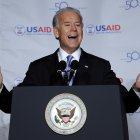 El vicepresidente Joe Biden habla en la celebración del 50 aniversario de la Agencia de los Estados Unidos para el Desarrollo Internacional (USAID) en Washington, el 3 de noviembre de 2011.